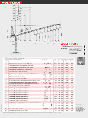 Кулокран - товароподемна накланяща се стрела - горно въртене Wolffkran 700 B