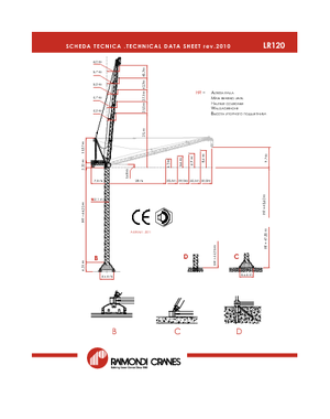 Кулокран - товароподемна накланяща се стрела - горно въртене Raimondi LR 120