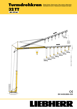 Кулокран - тролейна стрела - долно въртене Liebherr 32 TT - 2,5-FU