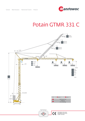 Кулокран - тролейна стрела - долно въртене Potain GTMR 331 C