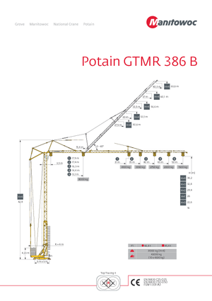 Кулокран - тролейна стрела - долно въртене Potain GTMR 386 B