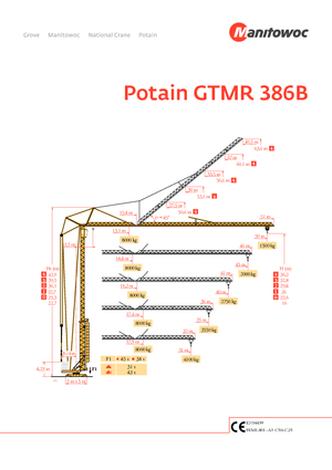 Кулокран - тролейна стрела - долно въртене Potain GTMR 386 B