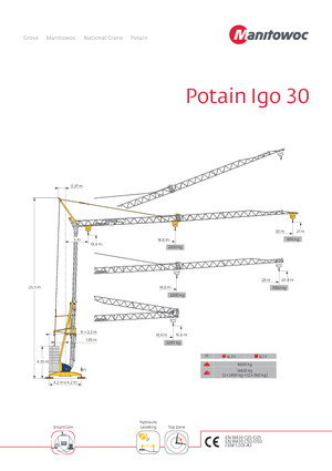 Кулокран - тролейна стрела - долно въртене Potain IGO 30