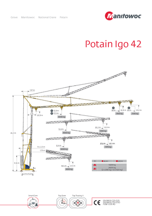 Кулокран - тролейна стрела - долно въртене Potain IGO 42