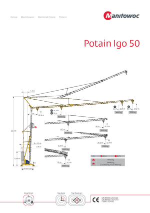 Кулокран - тролейна стрела - долно въртене Potain IGO 50