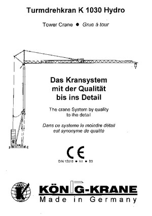 Кулокран - тролейна стрела - долно въртене König K 1030 H (R2,5m)