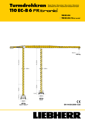 Кулокран - тролейна стрела - горно въртене Liebherr 110 EC-B 6 FR.tronic