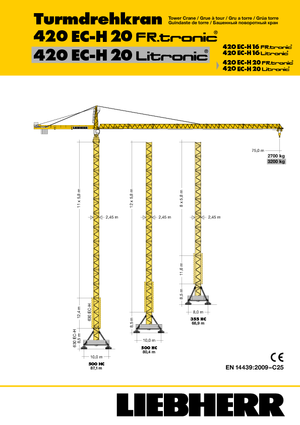 Кулокран - тролейна стрела - горно въртене Liebherr 420 EC-H 20