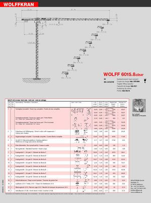 Кулокран - тролейна стрела - горно въртене Wolffkran 6015.8 clear