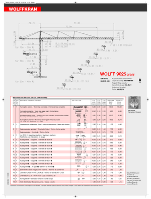 Кулокран - тролейна стрела - горно въртене Wolffkran 9025 cross