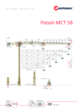 Кулокран - тролейна стрела - горно въртене Potain MCT 58-2,5 t