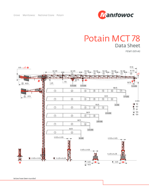 Кулокран - тролейна стрела - горно въртене Potain MCT 78-3 t