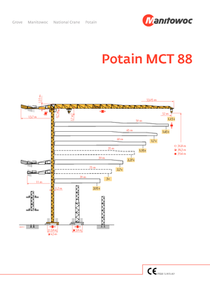 Кулокран - тролейна стрела - горно въртене Potain MCT 88-5 t