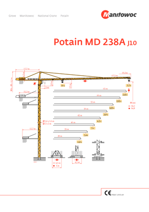 Кулокран - тролейна стрела - горно въртене Potain MD 238 A-J10