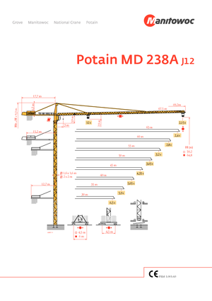 Кулокран - тролейна стрела - горно въртене Potain MD 238 A-J12
