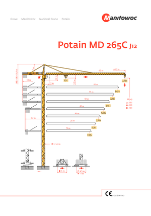 Кулокран - тролейна стрела - горно въртене Potain MD 265 C J12