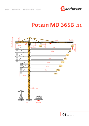 Кулокран - тролейна стрела - горно въртене Potain MD 365 B L12