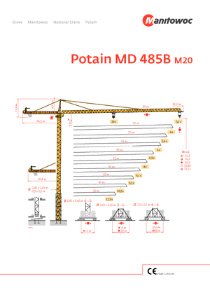 Кулокран - тролейна стрела - горно въртене Potain MD 485 B 20 T