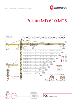Кулокран - тролейна стрела - горно въртене Potain MD 610 M 25