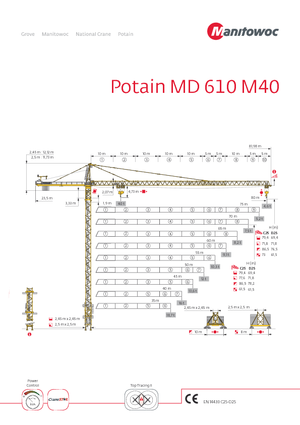 Кулокран - тролейна стрела - горно въртене Potain MD 610 M 40