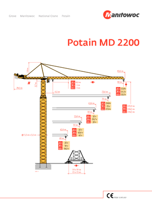 Кулокран - тролейна стрела - горно въртене Potain MD 650-32 t