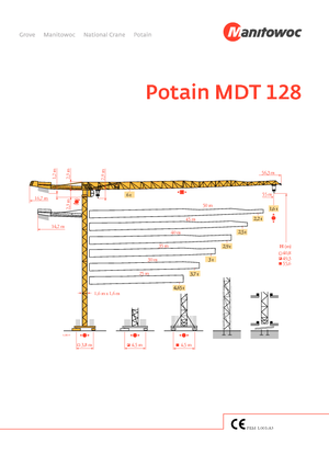 Кулокран - тролейна стрела - горно въртене Potain MDT 128