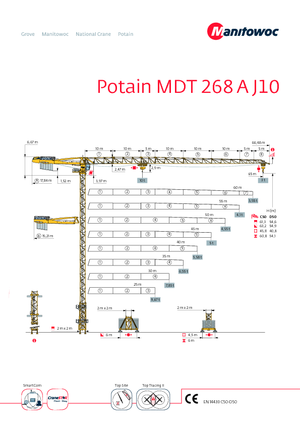Кулокран - тролейна стрела - горно въртене Potain MDT 268 A J10