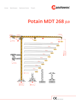 Кулокран - тролейна стрела - горно въртене Potain MDT 268 J10