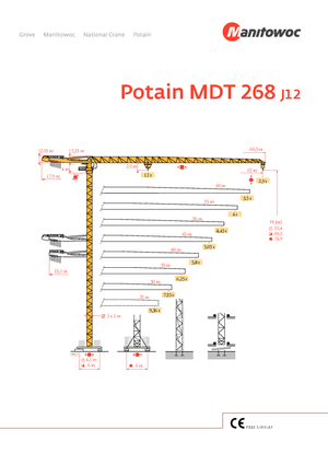 Кулокран - тролейна стрела - горно въртене Potain MDT 268 J12