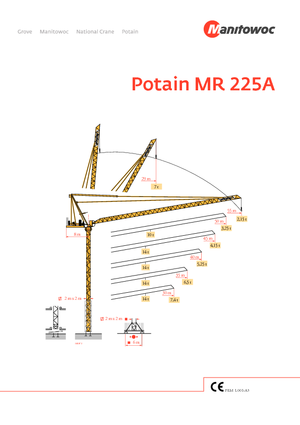 Кулокран - тролейна стрела - горно въртене Potain MR 225 A