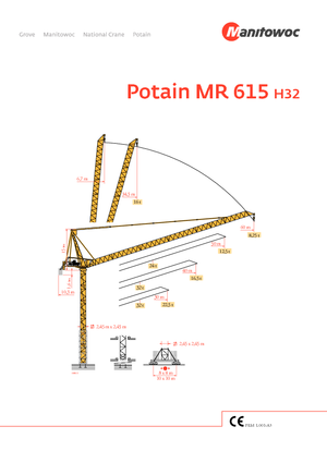 Кулокран - тролейна стрела - горно въртене Potain MR 615 H 32