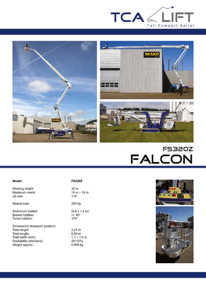 Пълзящи повдигачи с подвижна стрела Falcon Lifts FS 320 Z