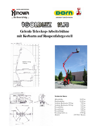 Пълзящи повдигачи с подвижна стрела Hinowa GL 14.70