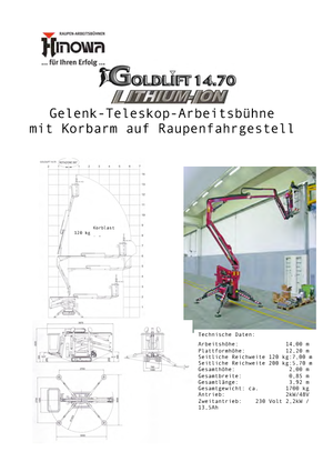 Пълзящи повдигачи с подвижна стрела Hinowa Goldlift 14.70 IIIS