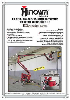 Пълзящи повдигачи с подвижна стрела Hinowa Goldlift 14.70 IIIS