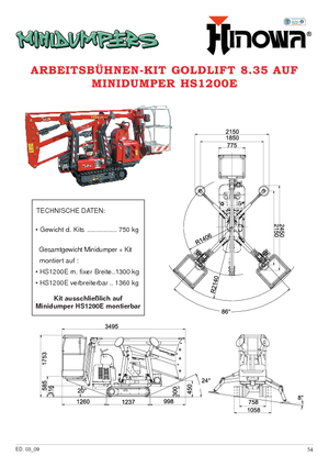 Пълзящи повдигачи с подвижна стрела Hinowa GL 8.35