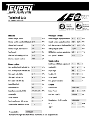 Пълзящи повдигачи с подвижна стрела TEUPEN LEO23GT 
