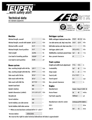 Пълзящи повдигачи с подвижна стрела TEUPEN LEO40GTX