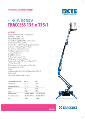 Пълзящи повдигачи с подвижна стрела CTE Traccess 135