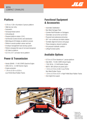 Пълзящи повдигачи с подвижна стрела JLG X17J Plus