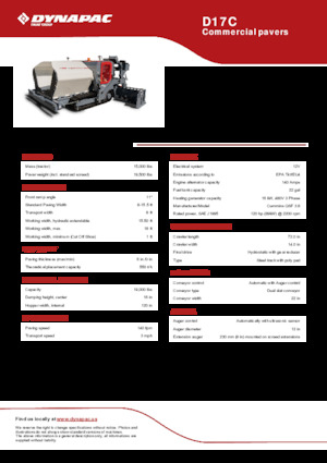 Верижни машини за асфалт Dynapac D17C