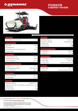 Верижни машини за асфалт Dynapac F2500CS