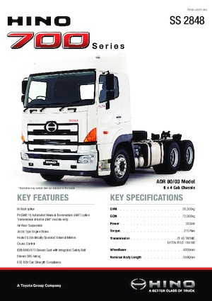 Влекачи Hino 700 SS 2848 HIGH ROOF 6x4