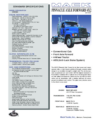 Влекачи Mack PINNACLE CA68 Conventional CHU602 MP8 4x2