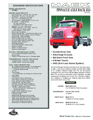 Влекачи Mack PINNACLE CA68 Conventional CXU603 MP7 6x4
