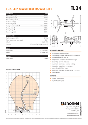 Монтирани на камион артикулиращи подемници за стрели Snorkel TL34