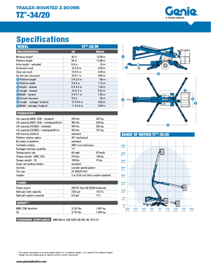 Монтирани на камион артикулиращи подемници за стрели Genie TZ 34/20