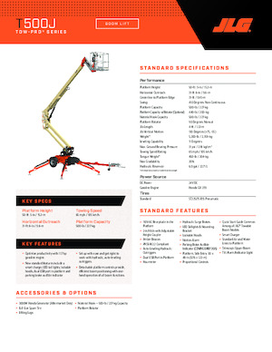 Монтирани на ремаркета повдигачи с подвижна стрела JLG T500J