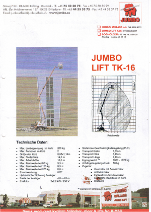 Монтирани на камион артикулиращи подемници за стрели Jumbo Lift TK 16