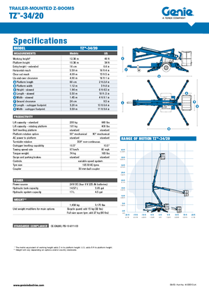 Монтирани на камион артикулиращи подемници за стрели Genie TMZ 34/20 DC
